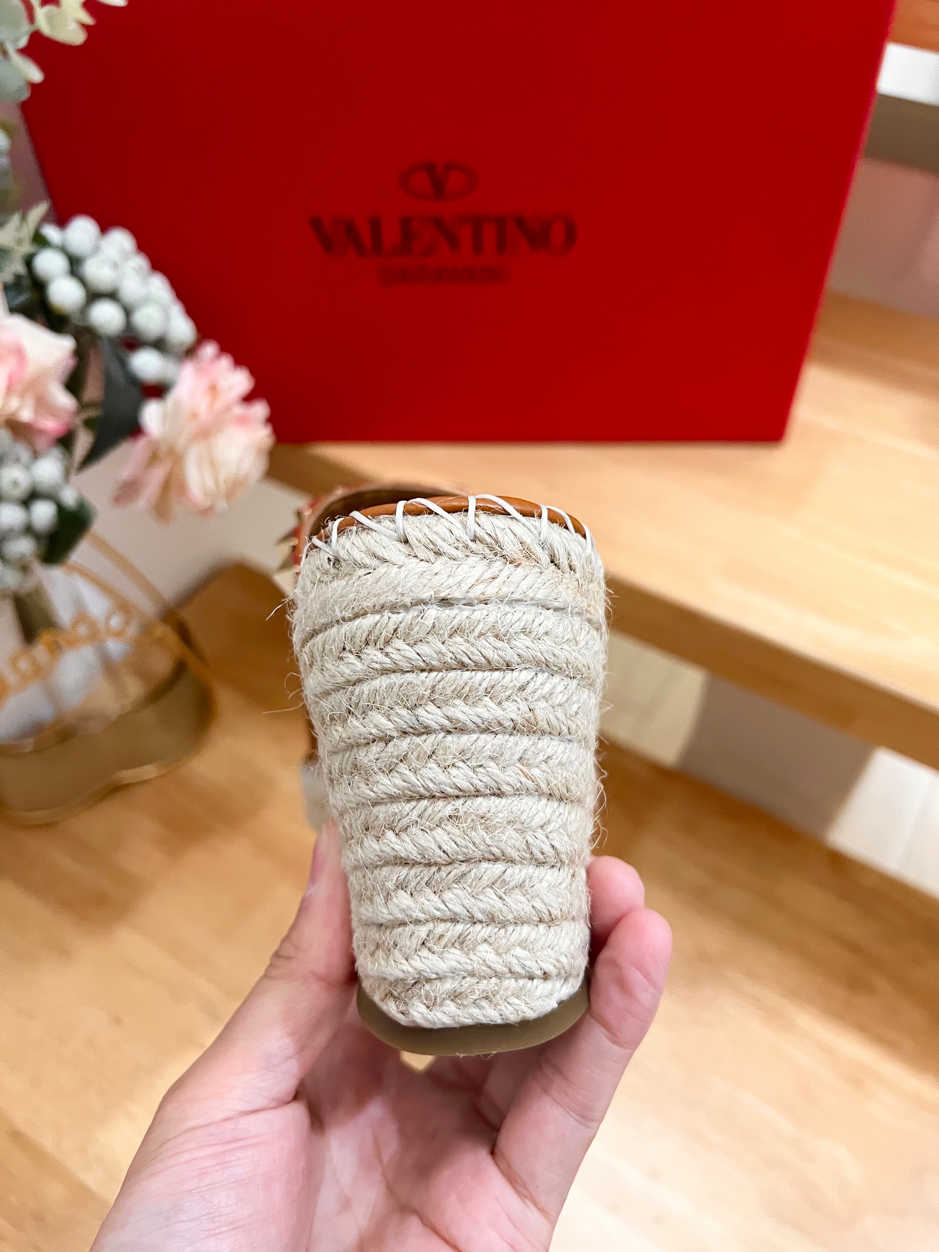 Valentino Mule Wedge Brown Leather 240595