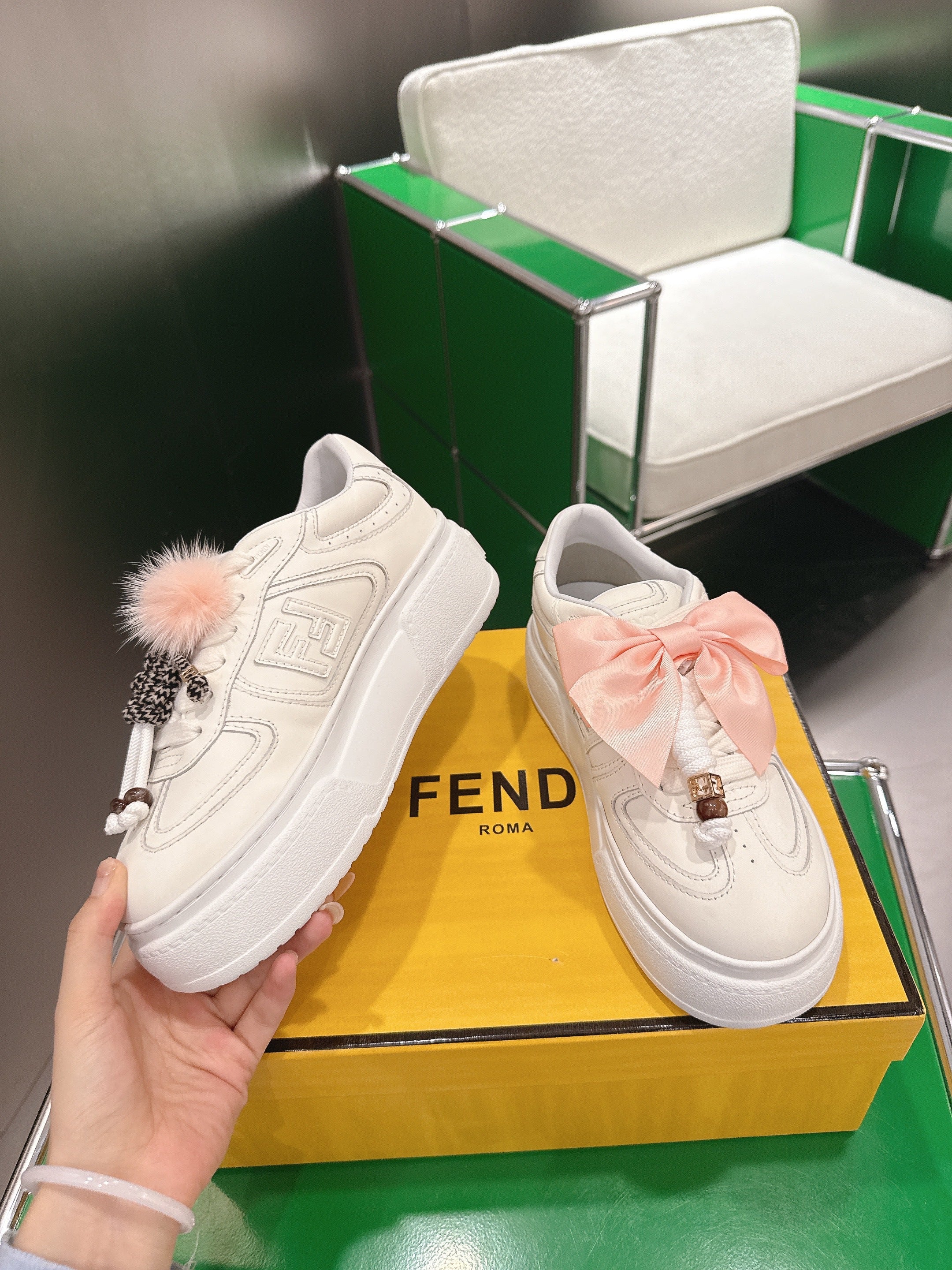 Fendi 2025 Match Platform Sneakers White Leather 562575