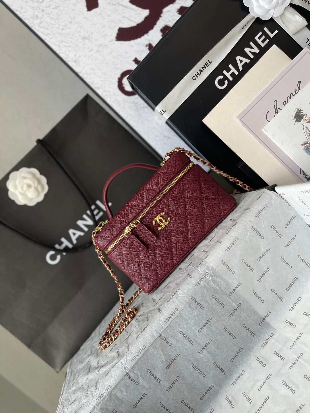 Chanel 2026 Vanity Bag 19.5cm Burgundy Leather