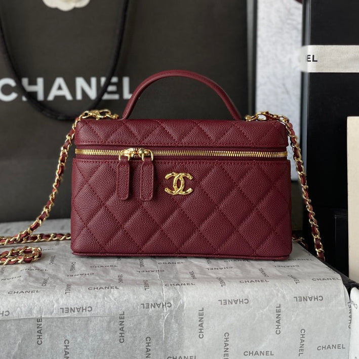 Chanel 2026 Vanity Bag 19.5cm Burgundy Leather