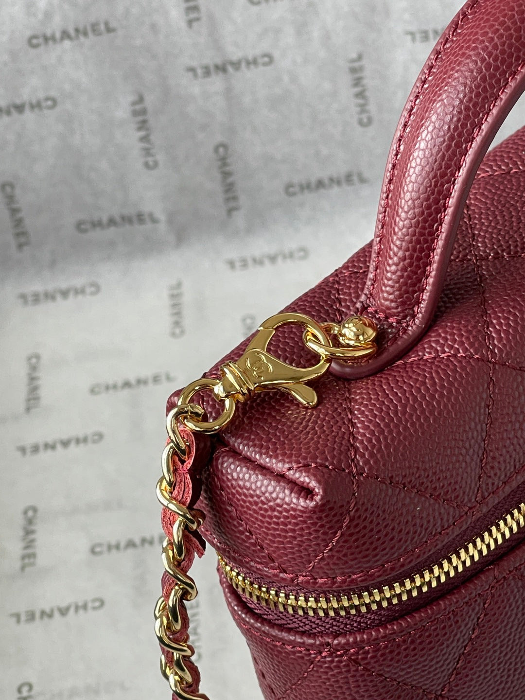 Chanel 2026 Vanity Bag 19.5cm Burgundy Leather