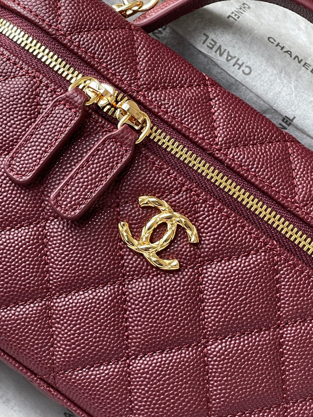 Chanel 2026 Vanity Bag 19.5cm Burgundy Leather