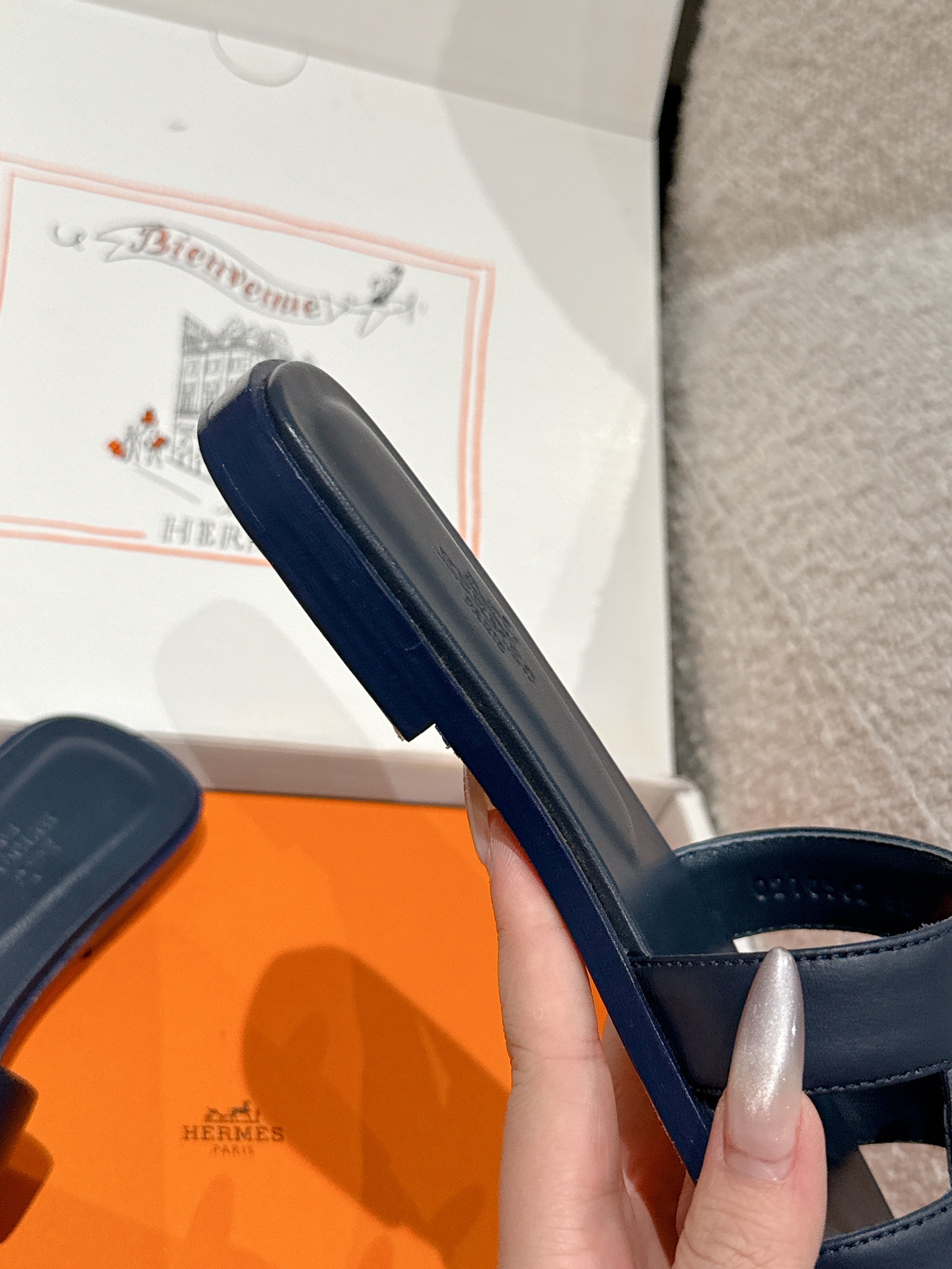 HM 25 Oran Sandal Dark Blue Calfskin