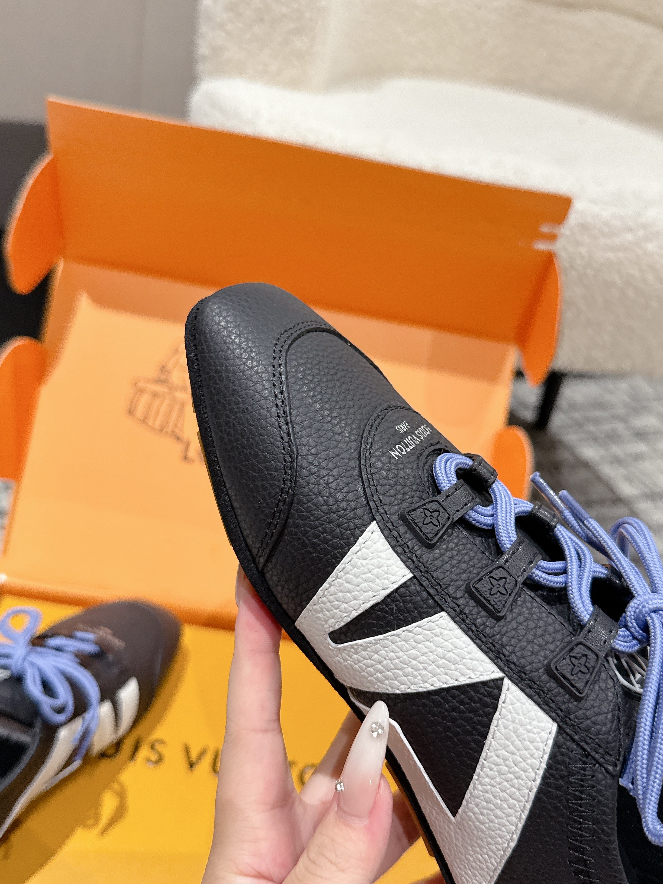 LV Sneakerina ballet-style sneaker black white cowhide 383386