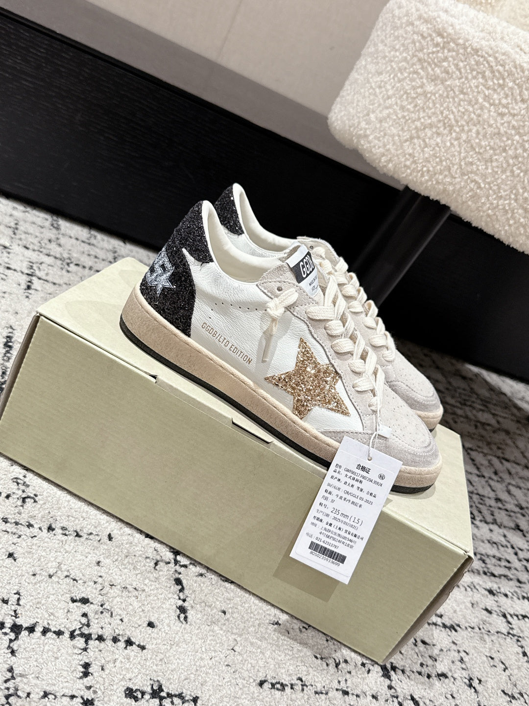 Golden Goose 2025 Star Sneaker Ivory Black mix Gold Suede Cowhide 500612
