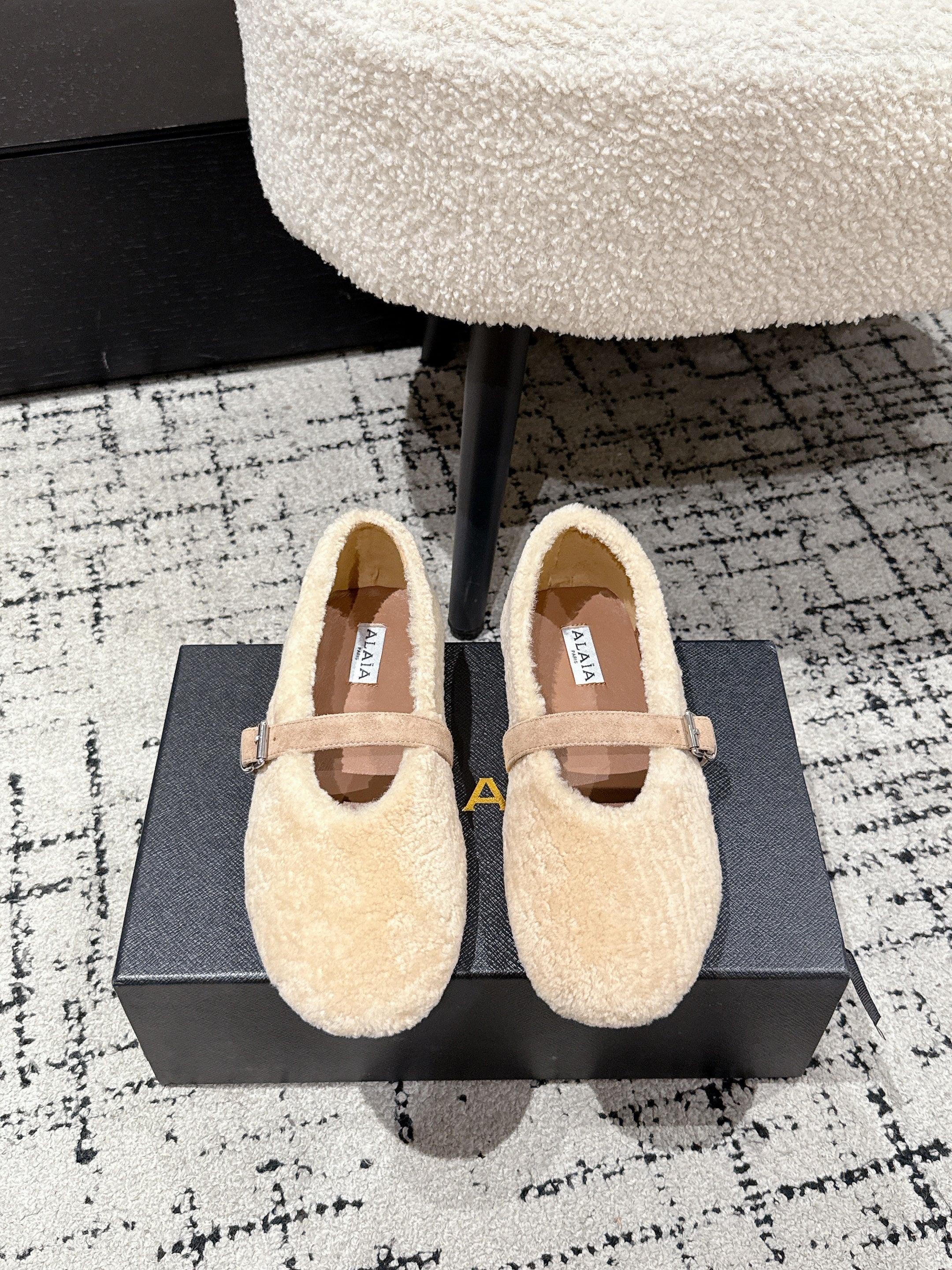 Alaia 2025 Ballet Flat Beige Wool 558649