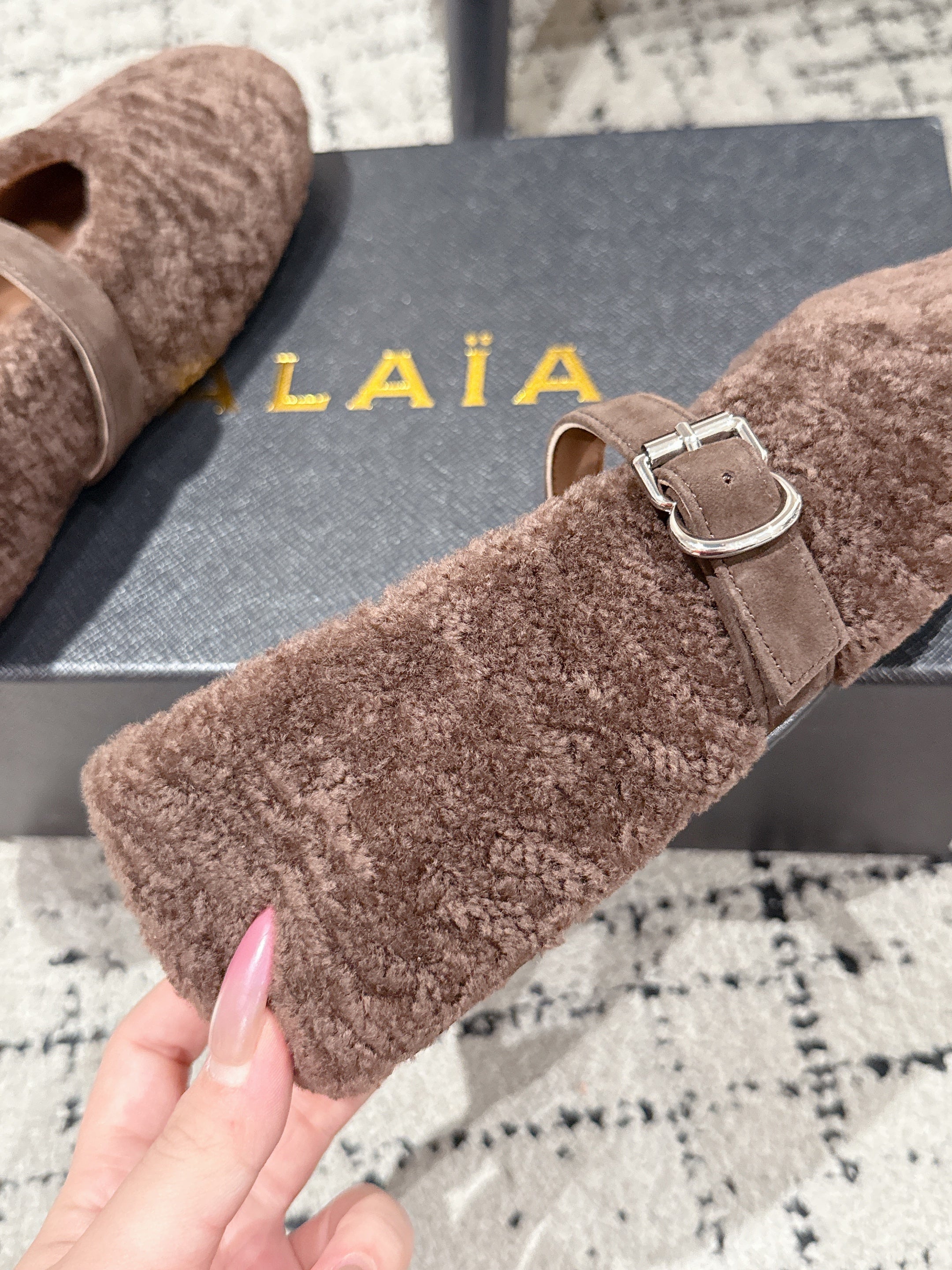 Alaia 2025 Ballet Flat Brown Wool 558650