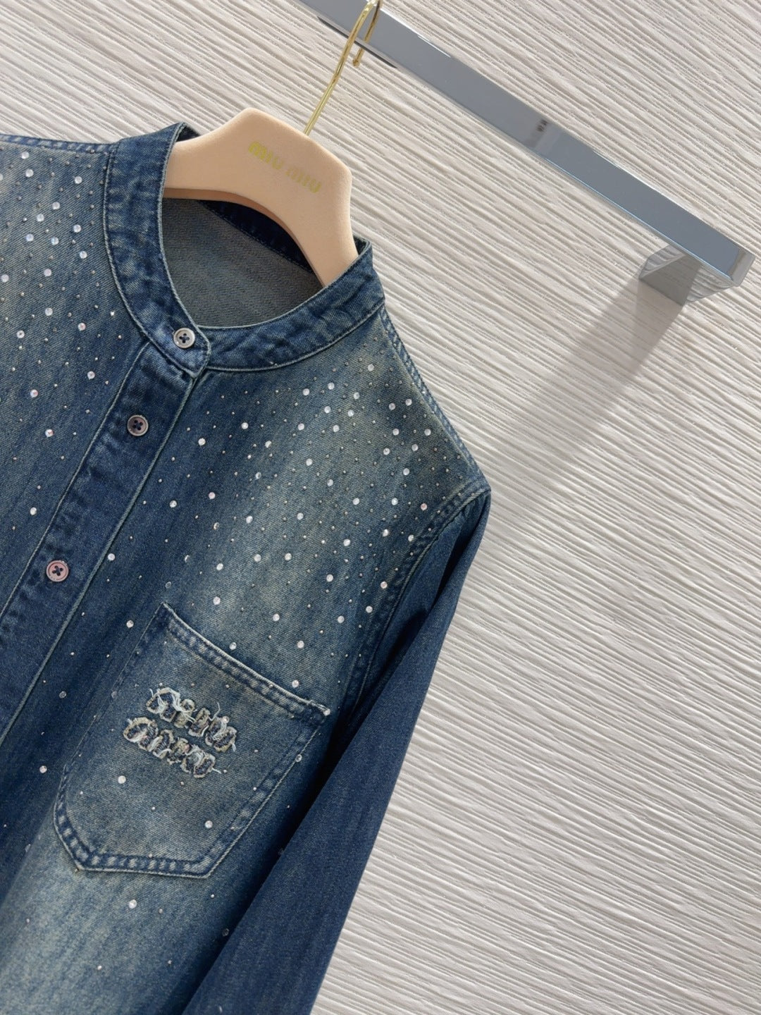 Miu Miu 25 Denim Shirt Blue Cotton Polyester