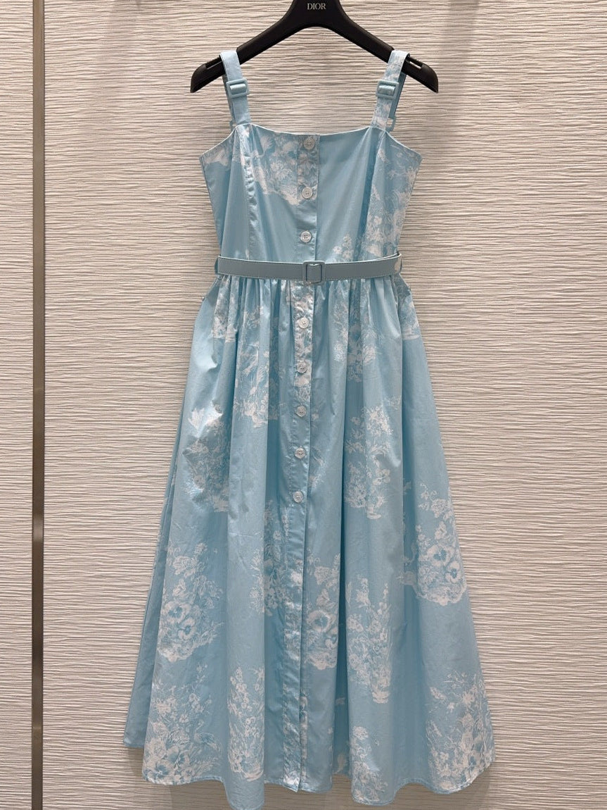 Dior 2026 Strappy Dress Blue Cotton 627311