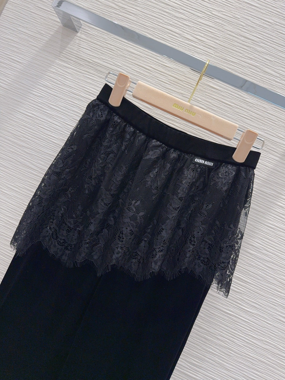 Miumiu 2026 Pant With Lace Black Velvet 827746
