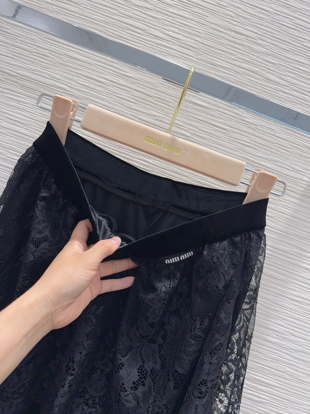 Miumiu 2026 Pant With Lace Black Velvet 827746