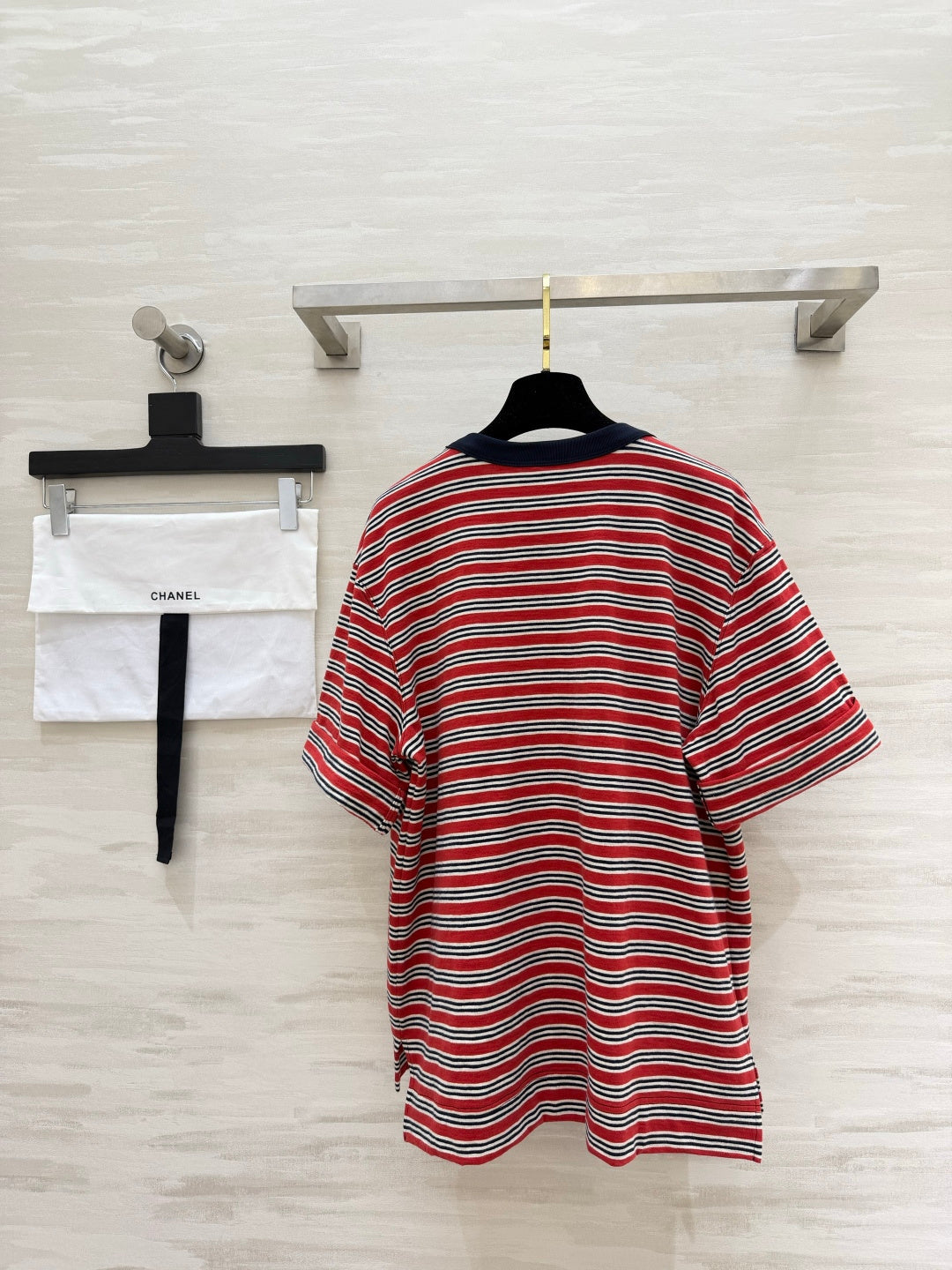 Chanel 2026 Striped T-shirt With Seahorse Red Cotton 394177