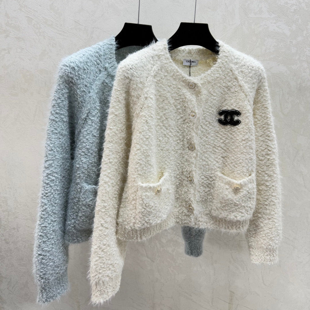 Chanel 2025 Cardigan White and Blue Wool