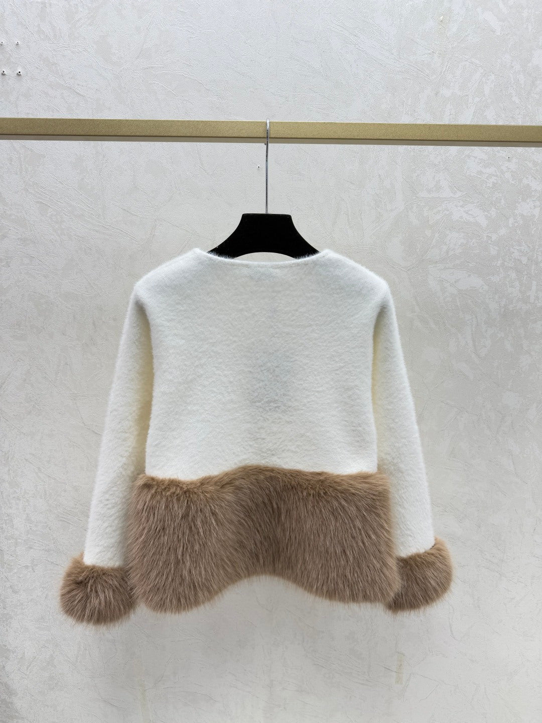 Chanel 2025 Cardigan White and Black Wool Faux Fur Trim
