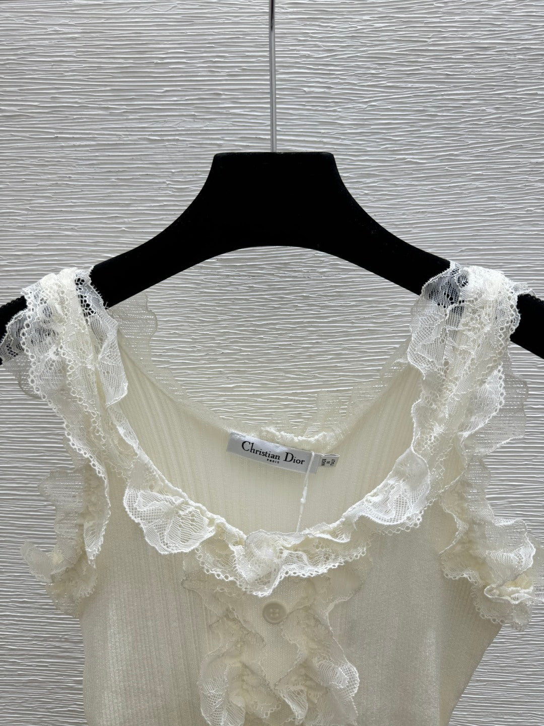 Dior 2026 Ruffled Lace Knitted Vest Cotton Wool 377974