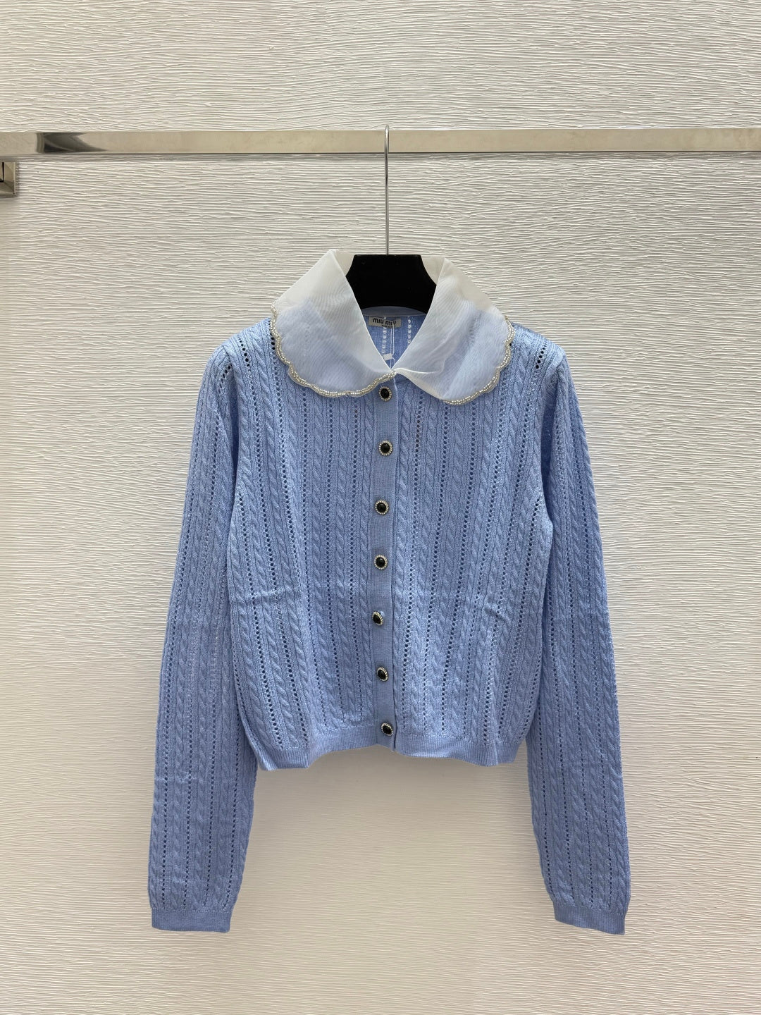 Miumiu 2026 Beaded Collar Knit Cardigan Wool 794264