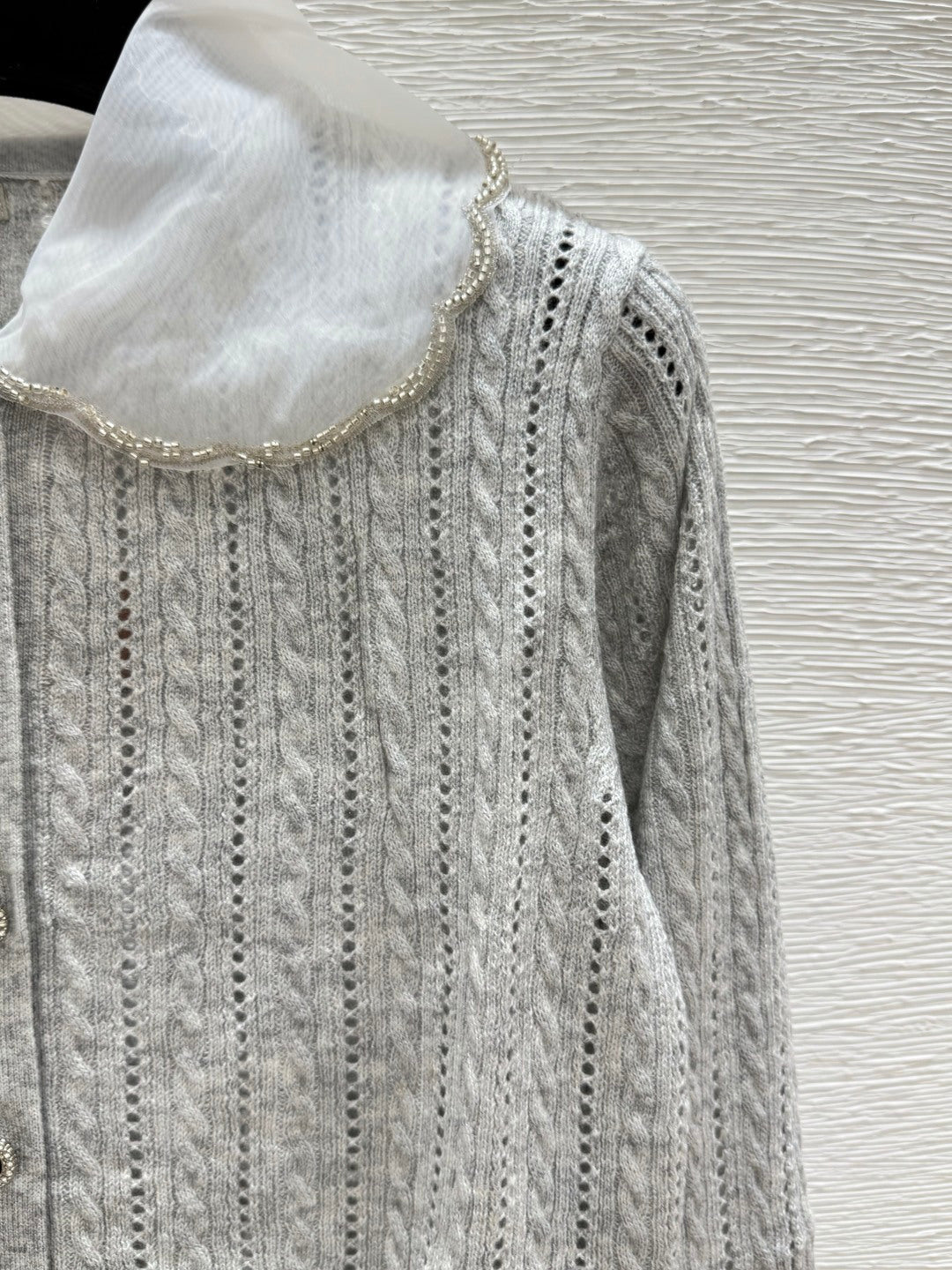 Miumiu 2026 Beaded Collar Knit Cardigan Wool 794264