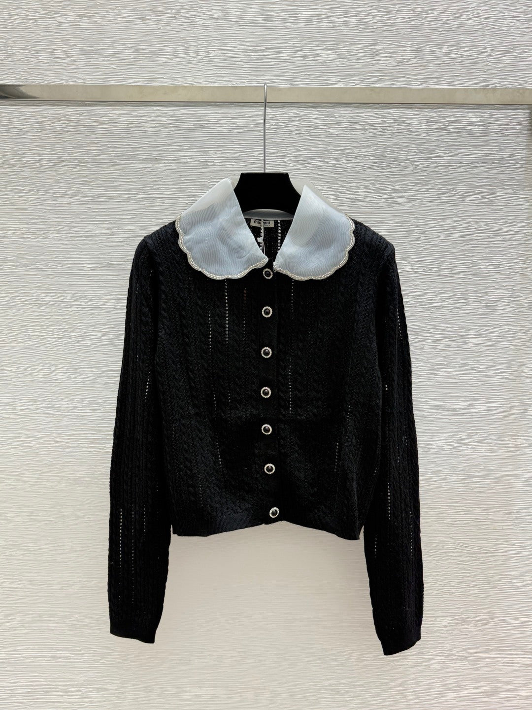 Miumiu 2026 Beaded Collar Knit Cardigan Wool 794264