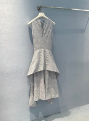 Loewe 25 Sleeveless Dress Blue mix White Cotton Polyamide