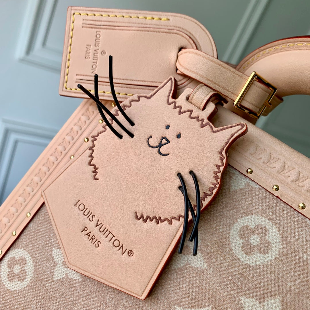 LV 2025 Petite Valise Box-Shaped Bag Beige Canvas Cowhide 346582