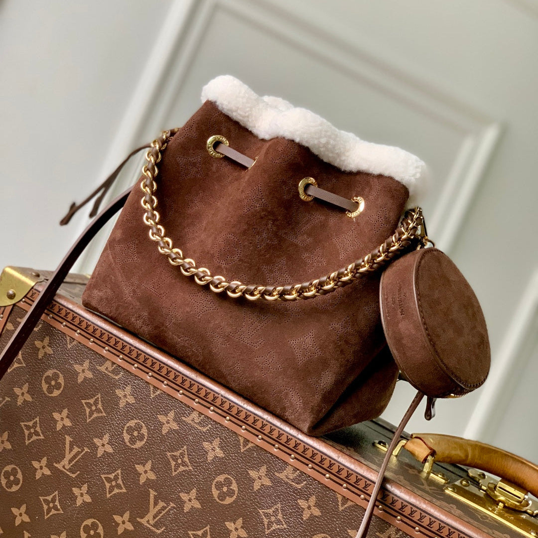 LV 2025 Bella Bag cm Chocolate Brown Suede 347357