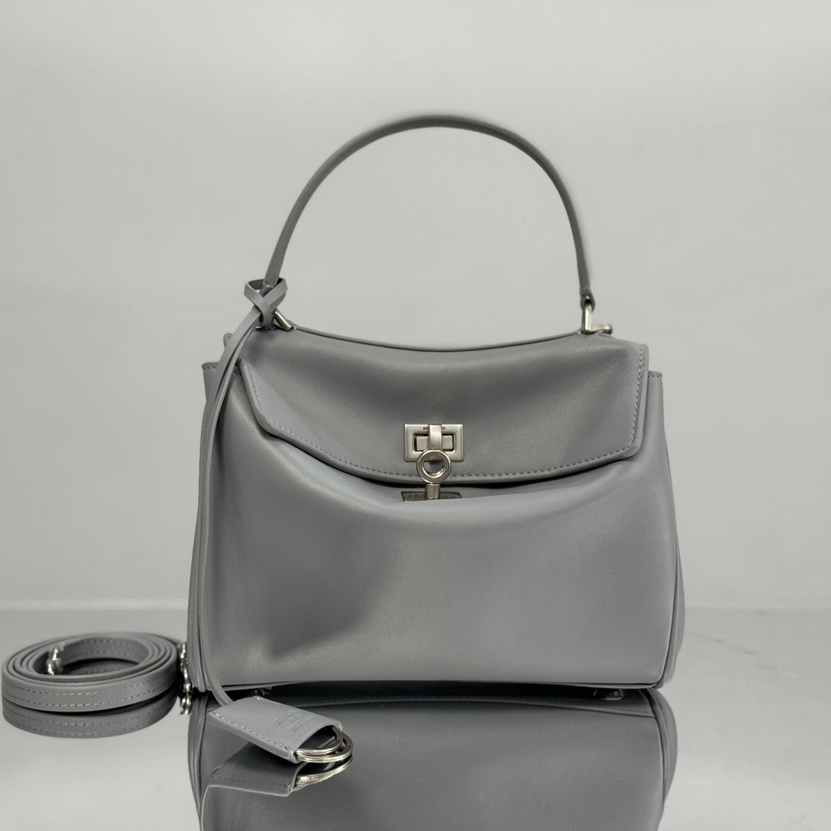 Balenciaga Mini Bag 22 Gray Calfskin Sliver Hardware