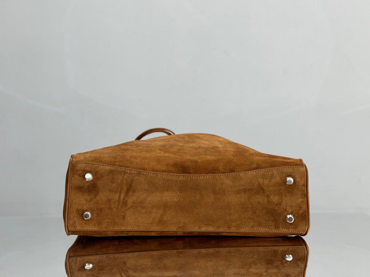 Balenciaga Large Bag 40 Camel Brown Suede Sliver Hardware