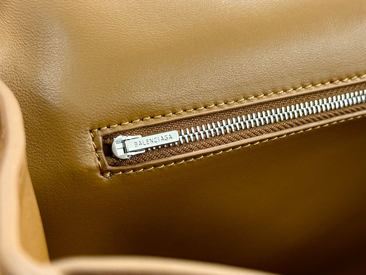 Balenciaga Large Bag 40 Camel Brown Suede Sliver Hardware