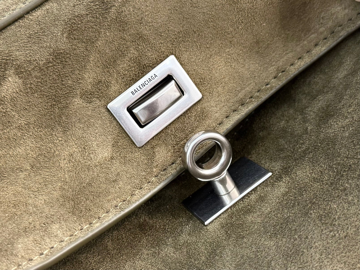 Balenciaga Small Bag 29 Olive Green Suede Sliver Hardware