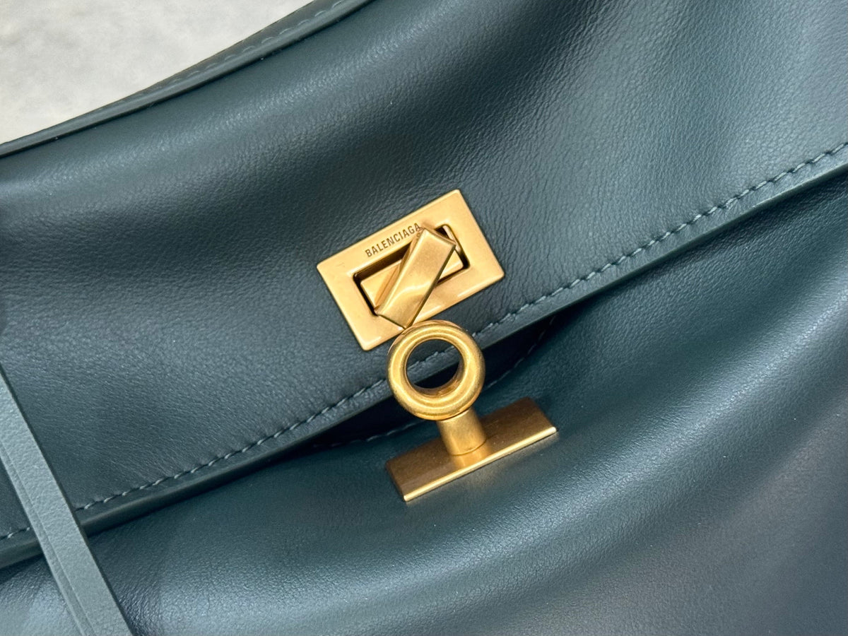 Balenciaga Mini Bag 22 Dark Green Calfskin Gold Hardware