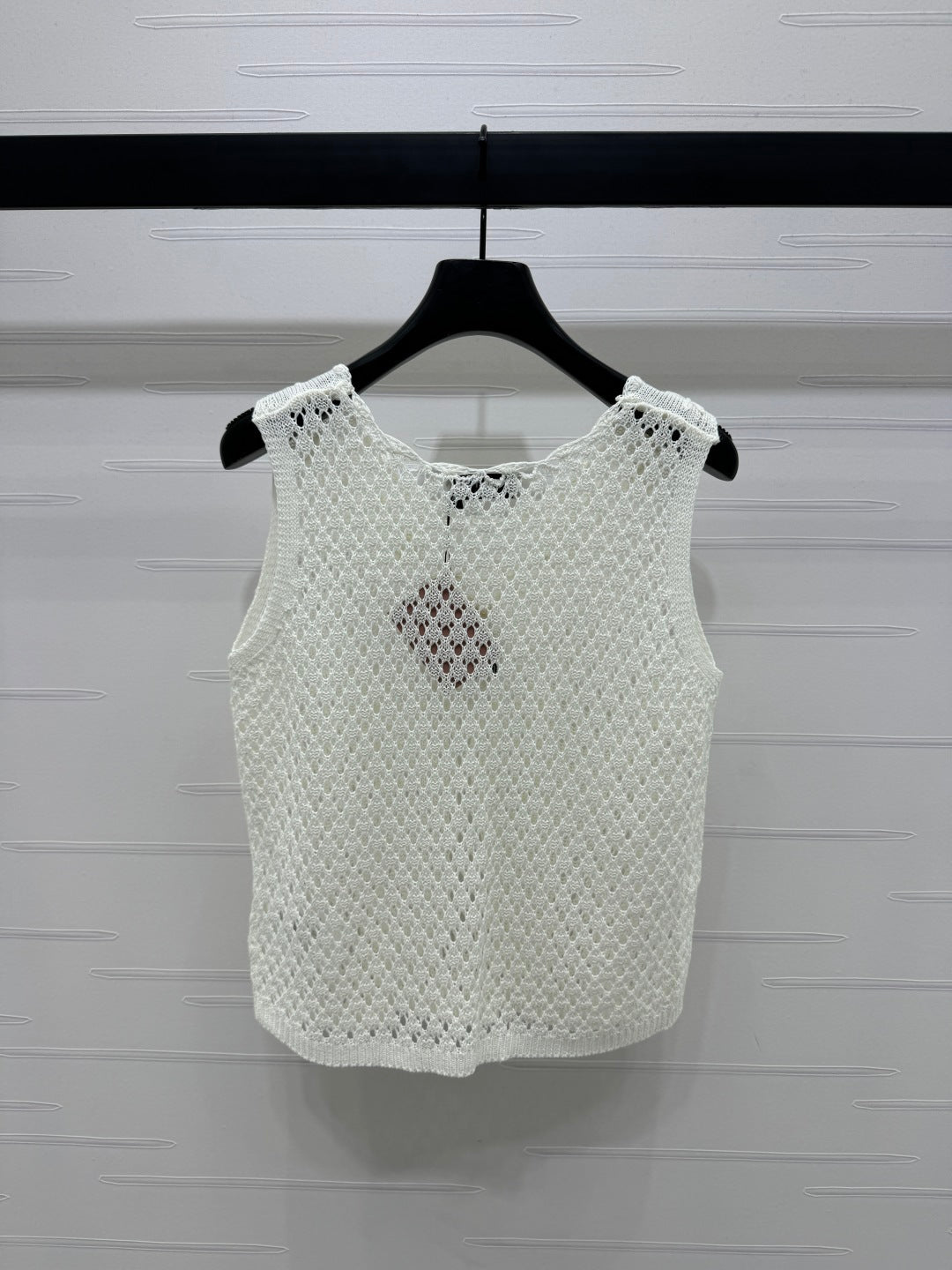 Miumiu 25 White Knitted V-neck Tank Top