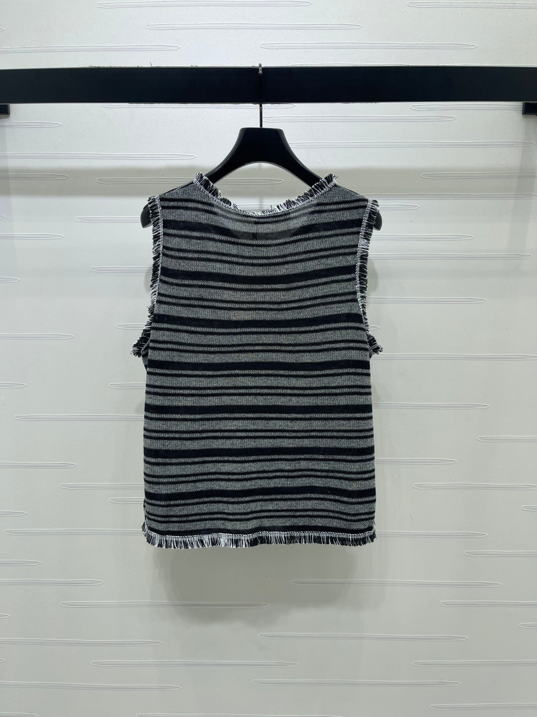Miumiu 2026 Striped Knitted Vest Black Grey Wool Polyester 766322