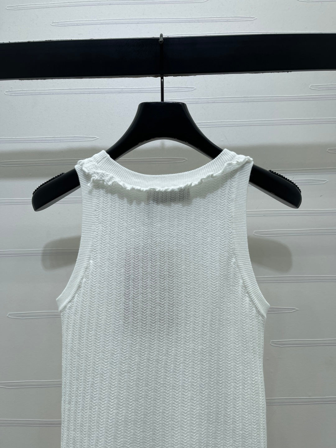 Miumiu 2026 Lace Collar Knitted Vest White Tencel 380691