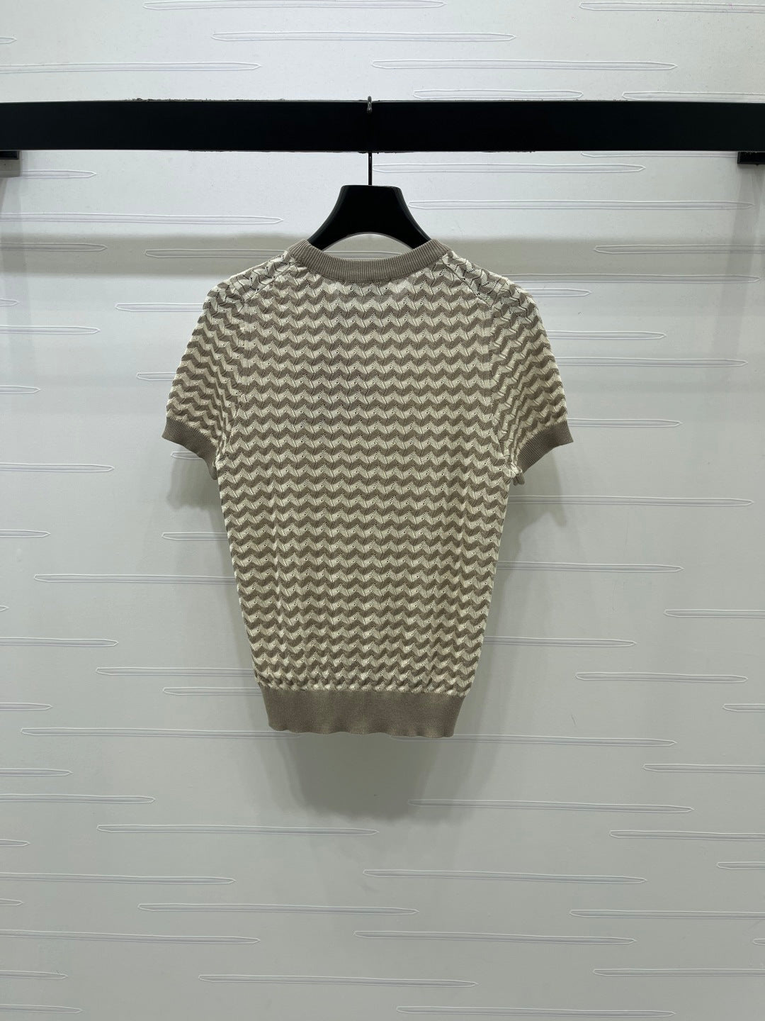 Miumiu 2026 Hollow-out Knit Short-sleeved Top Tencel Cotton 395656