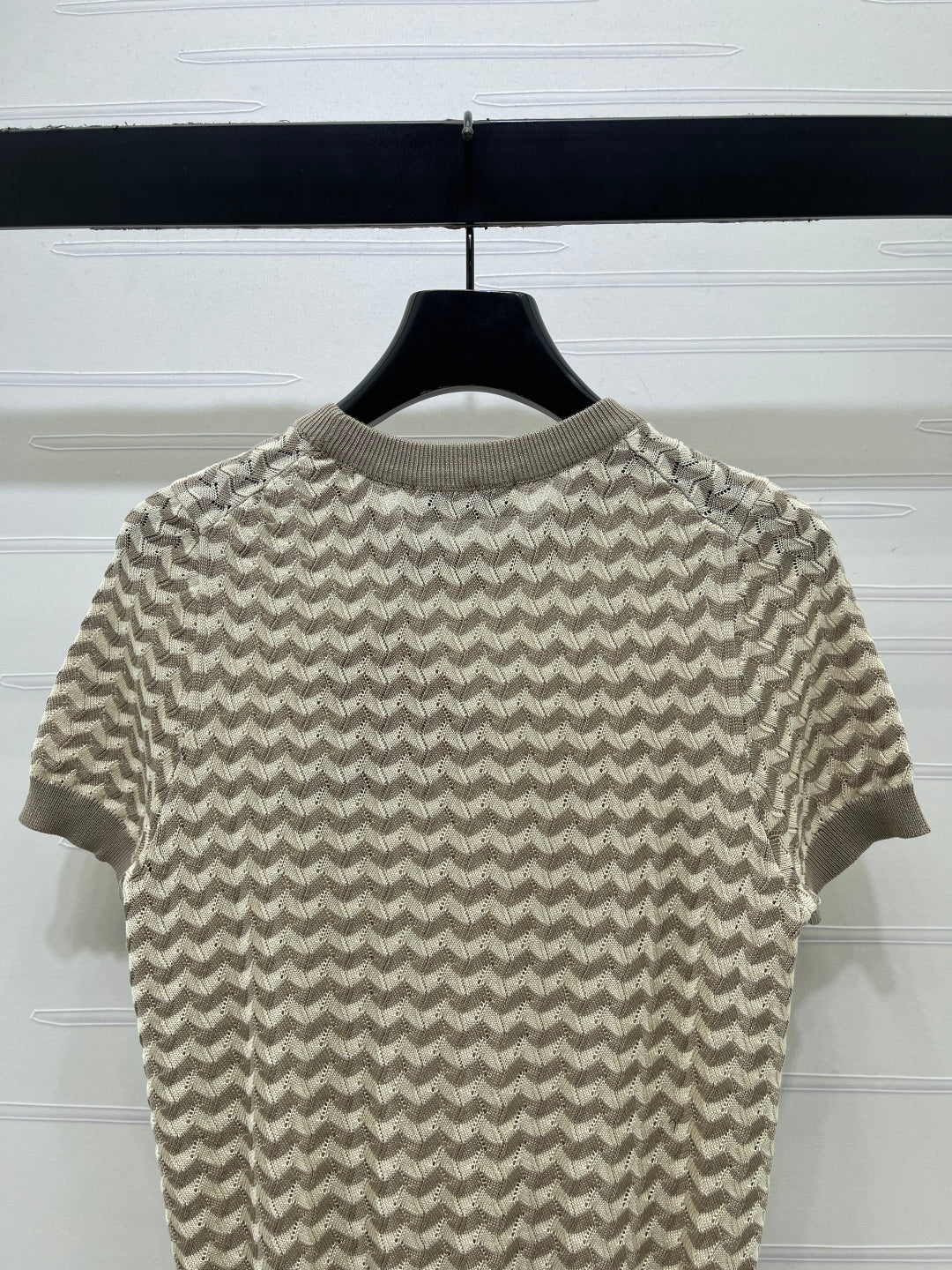 Miumiu 2026 Hollow-out Knit Short-sleeved Top Tencel Cotton 395656