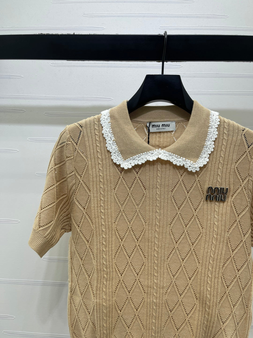 Miumiu 2026 Collar Knit Short Sleeve Cotton 397461