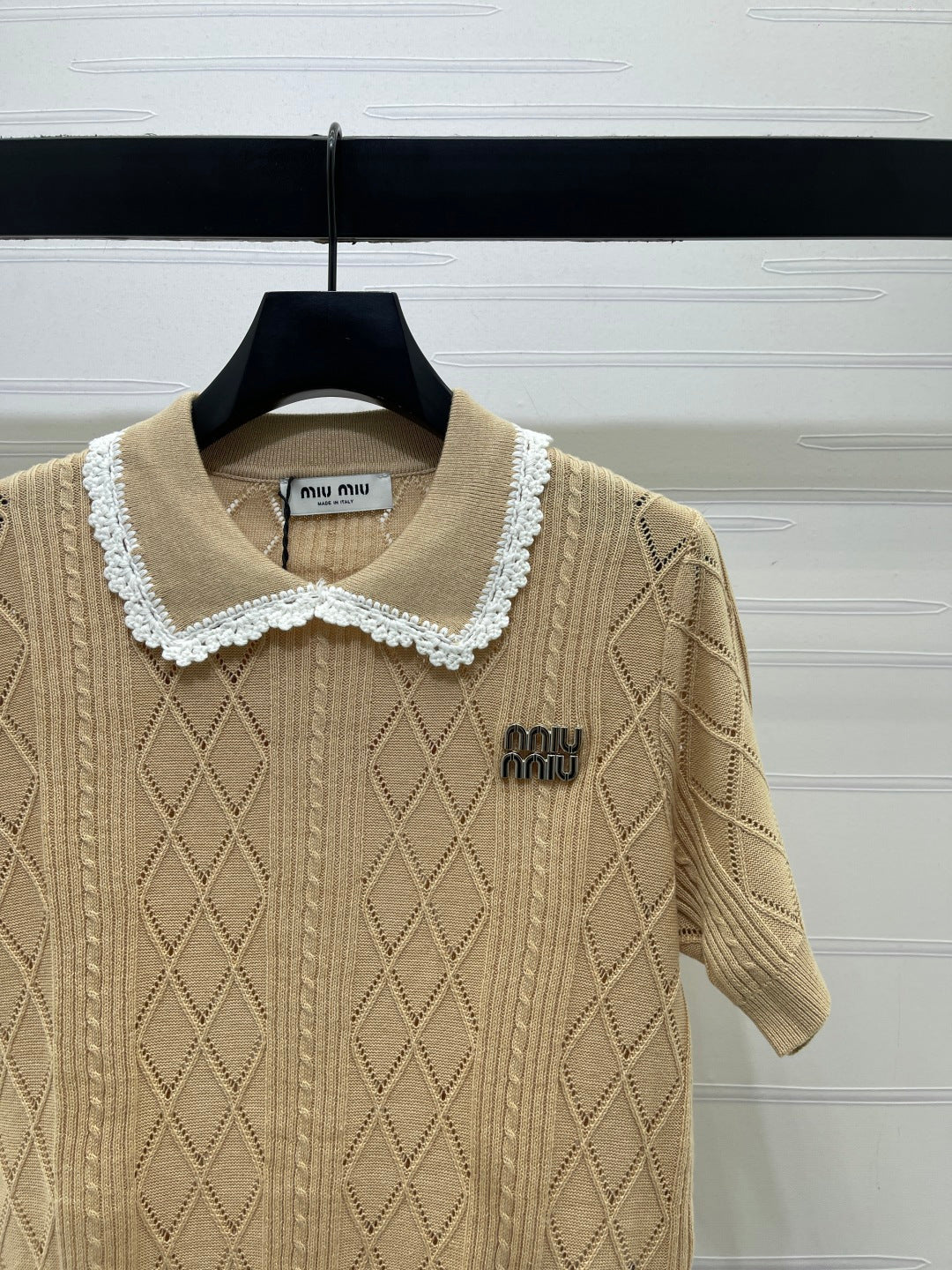 Miumiu 2026 Collar Knit Short Sleeve Cotton 397461