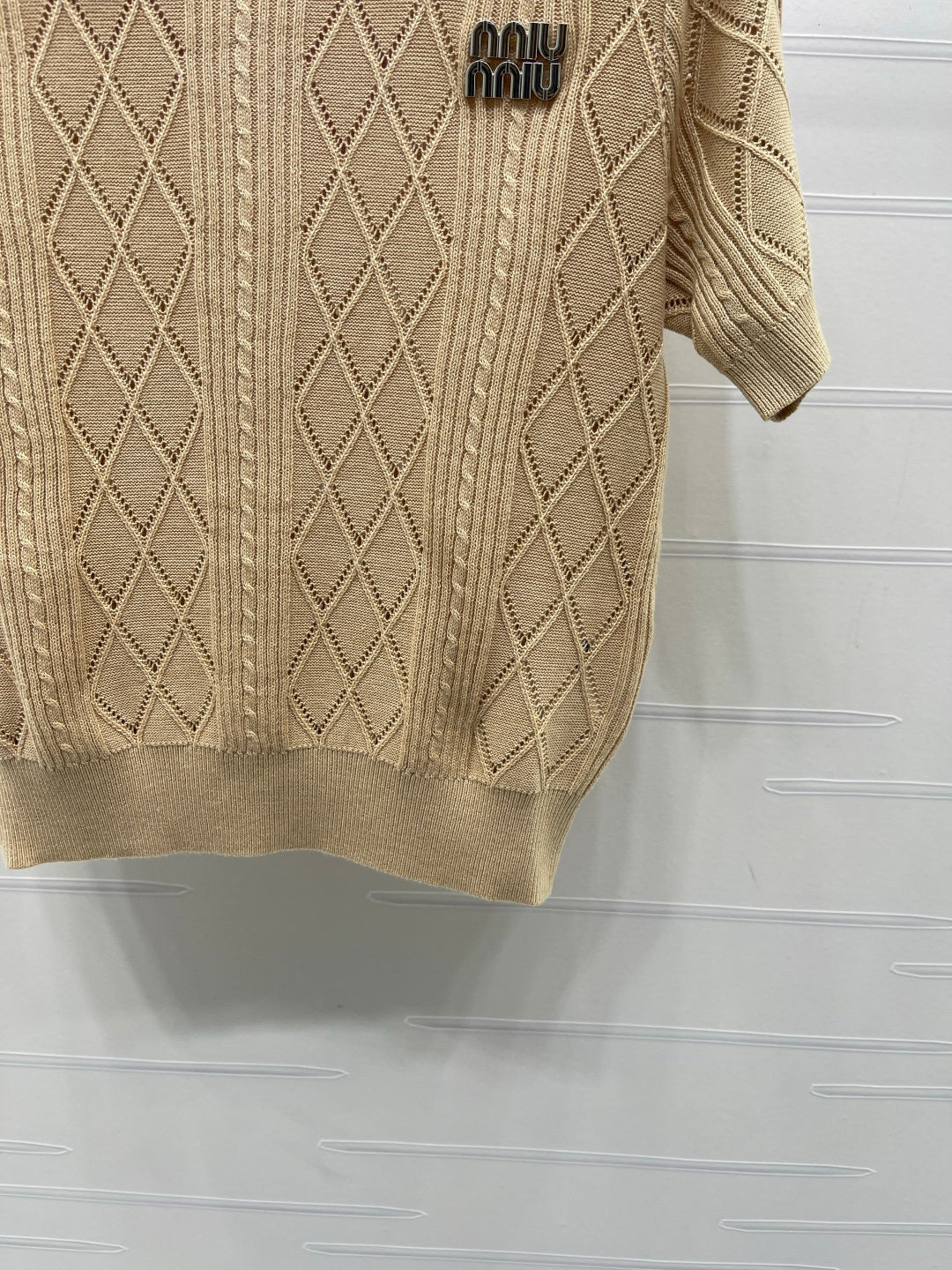 Miumiu 2026 Collar Knit Short Sleeve Cotton 397461