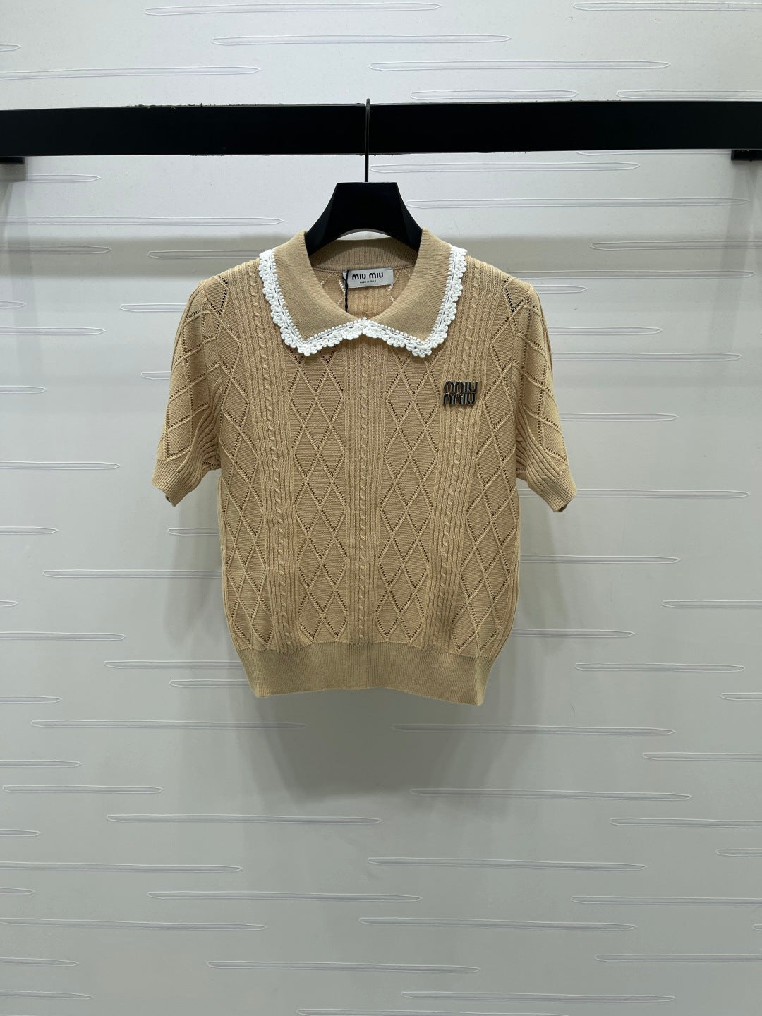 Miumiu 2026 Collar Knit Short Sleeve Cotton 397461