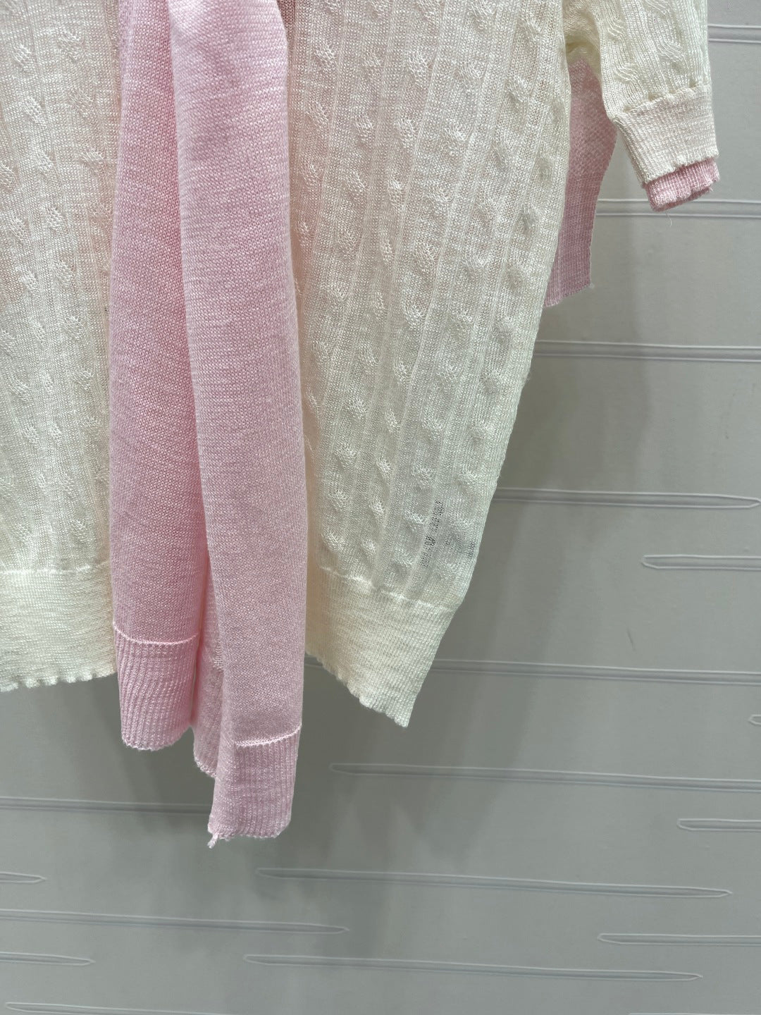 Miumiu 2026 Shawl Striped Knit Short Sleeve Tencel 397433