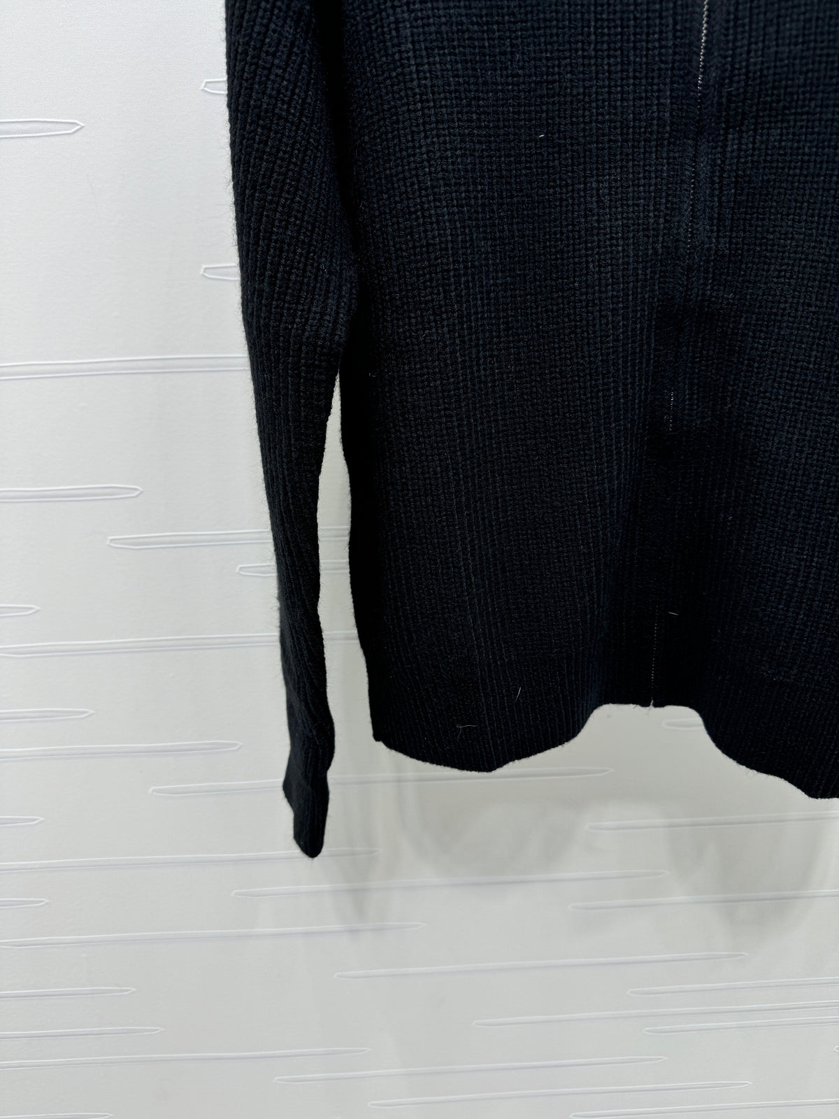 Celine 2026 Stand-up Collar Zip-up Long-sleeved Knit Cardigan Black Wool 430325