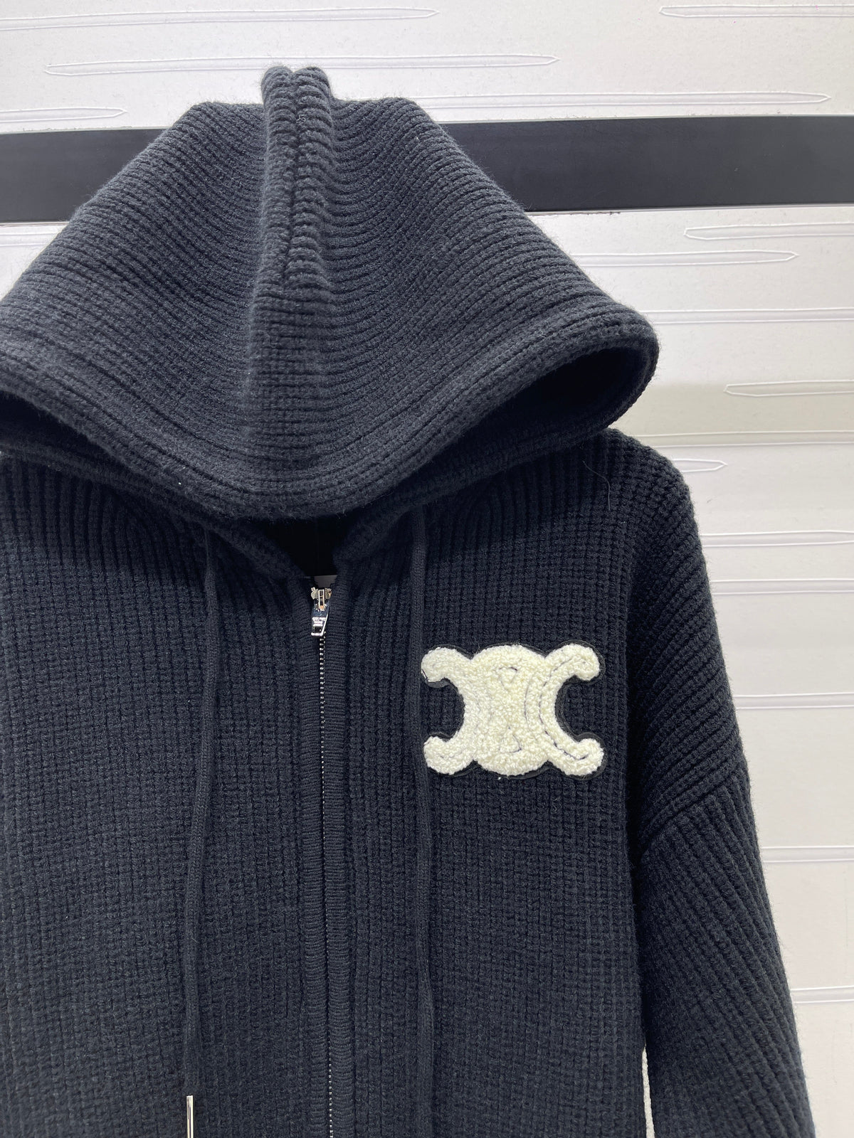 Celine 2026 Hooded Cardigan Ribbed Wool 430322