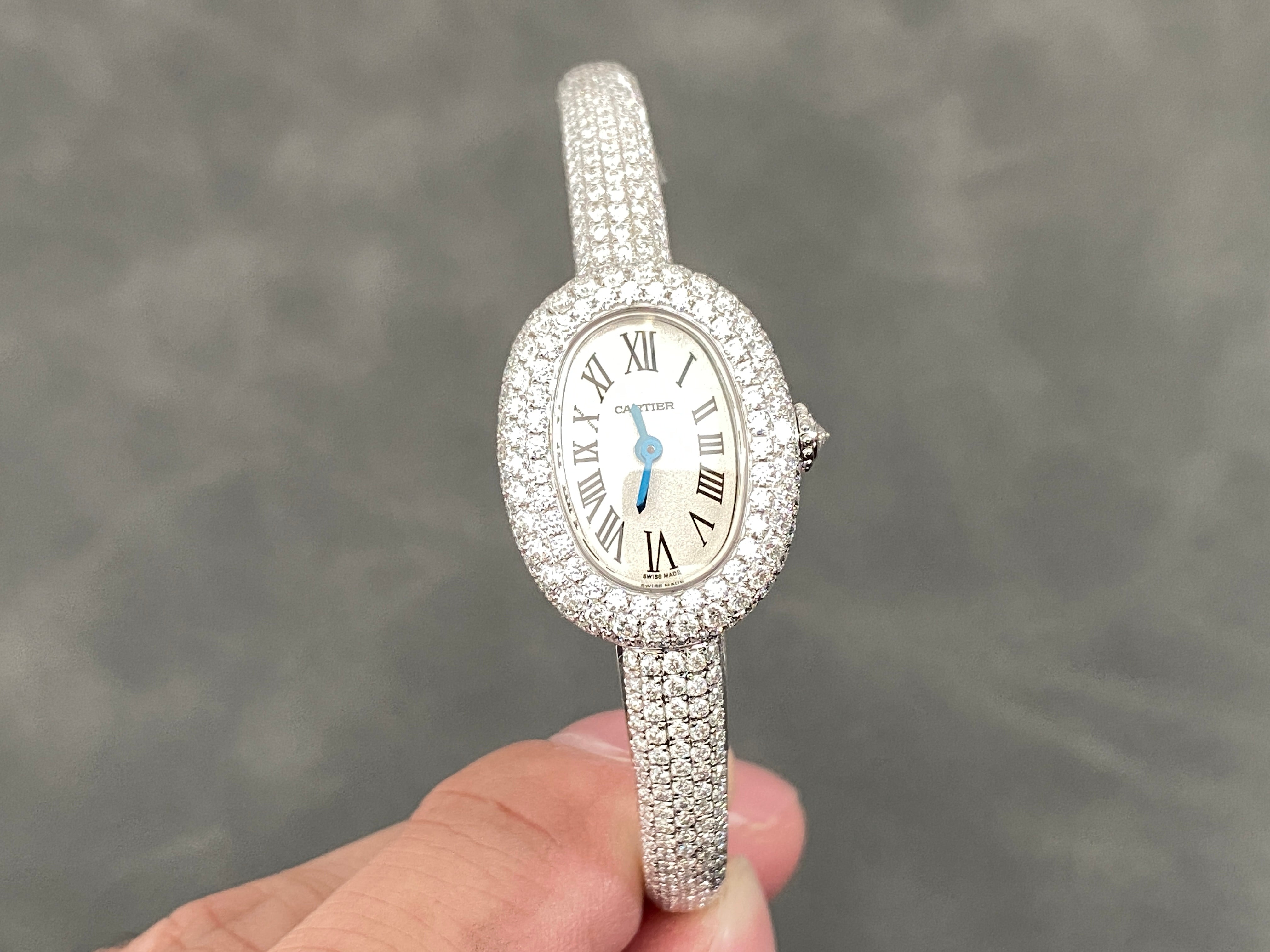 Baignoire 2024 24.6mm Silver Diamond Bezel White Dial