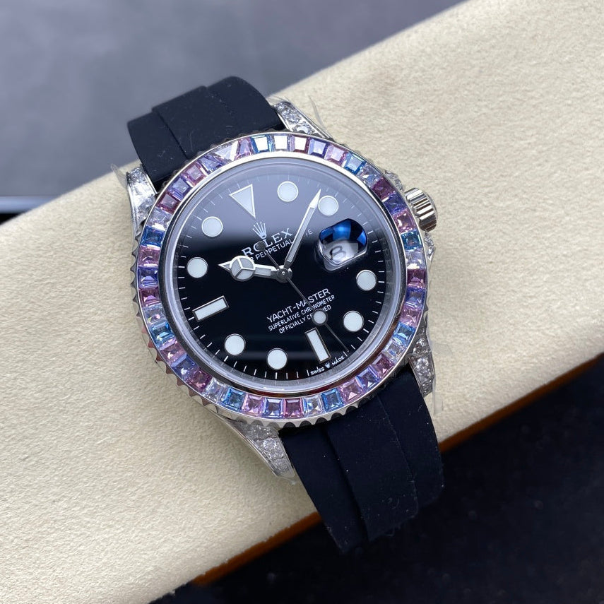 Rolex Yacht-Master 40mm White Gold Case Black Dial Rubber Strap
