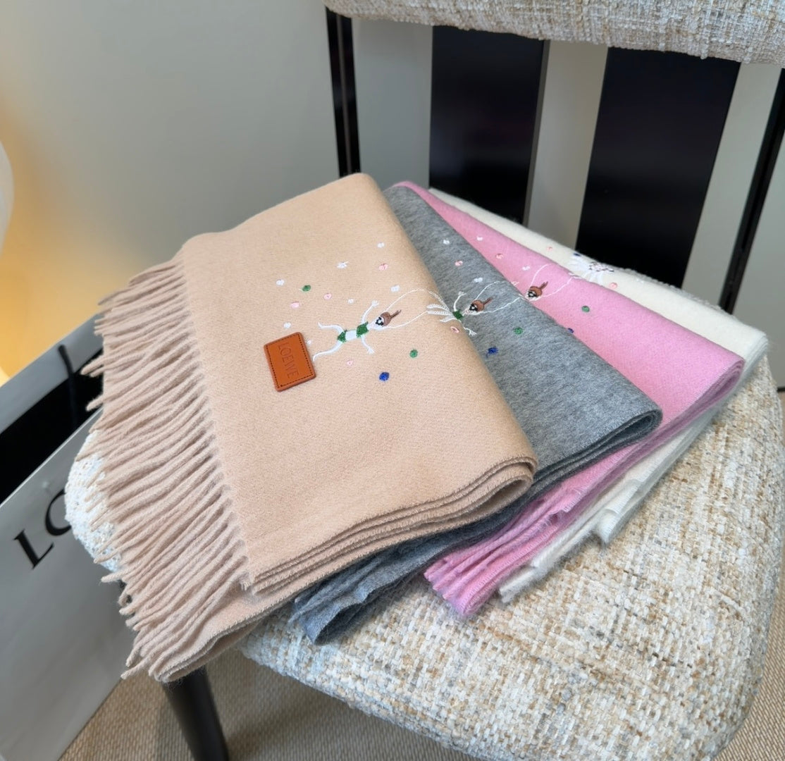 Loewe Scarf 180CM Gray Wool-blend 902880