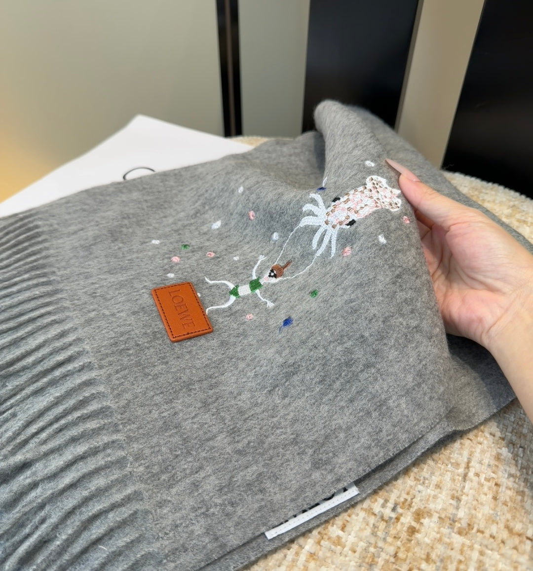 Loewe Scarf 180CM Gray Wool-blend 902880