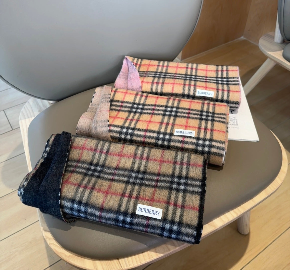 BBR British Style Classic Scarf 180CM Beige Black Cashmere 293542