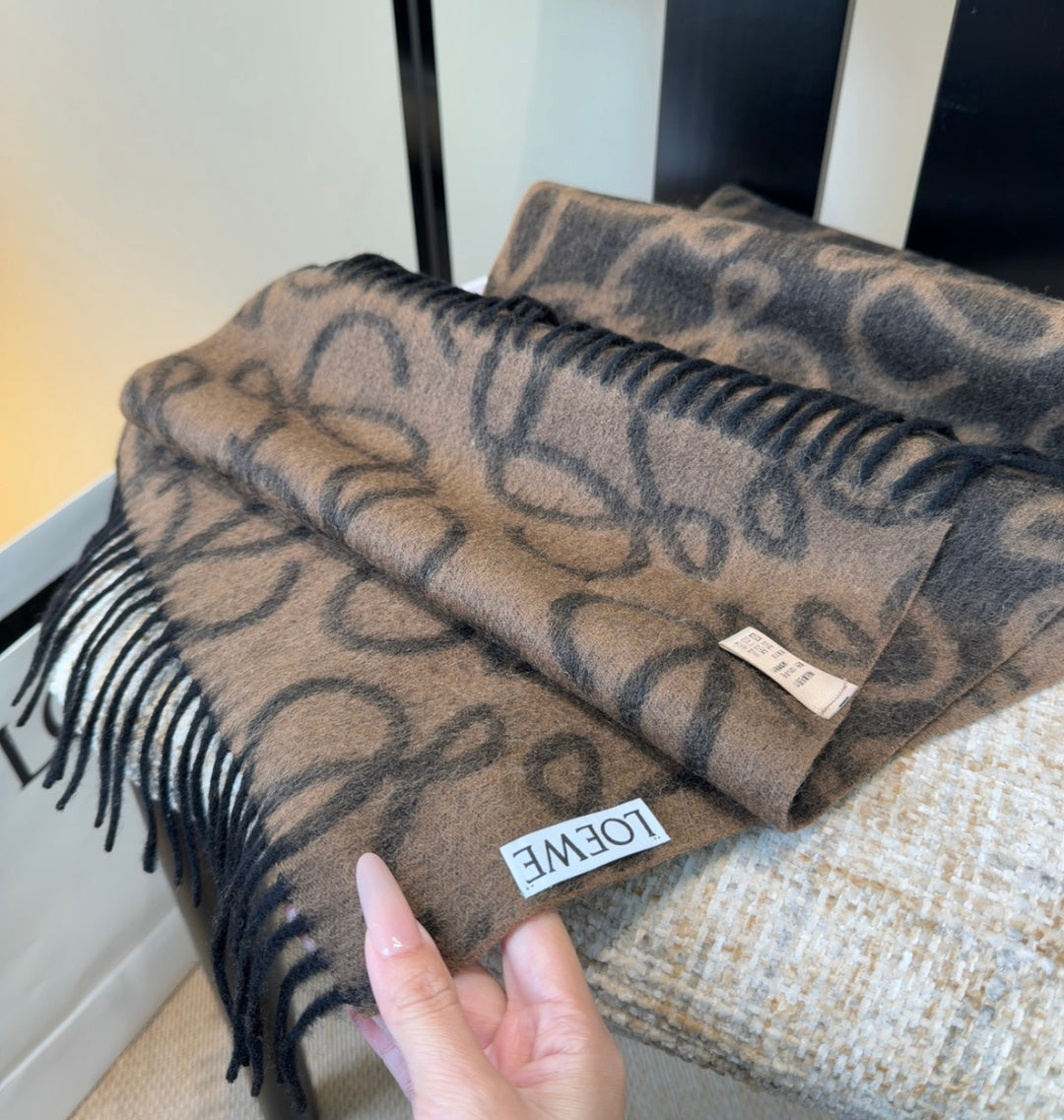 Loewe Scarf 180CM Black Brown Wool-blend 100121