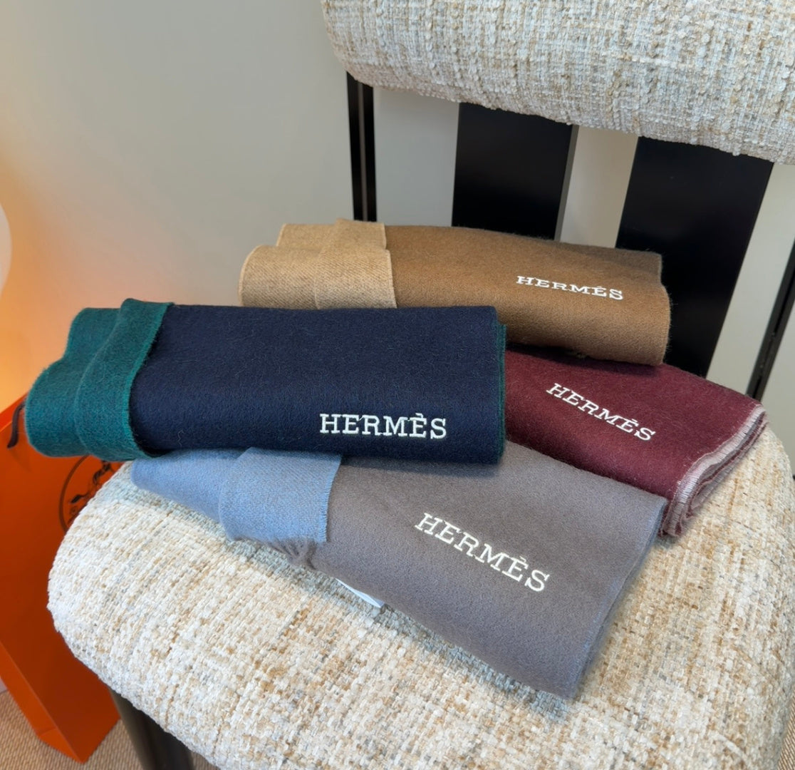 HM Scarf 190 CM Dark Blue Wool 969495