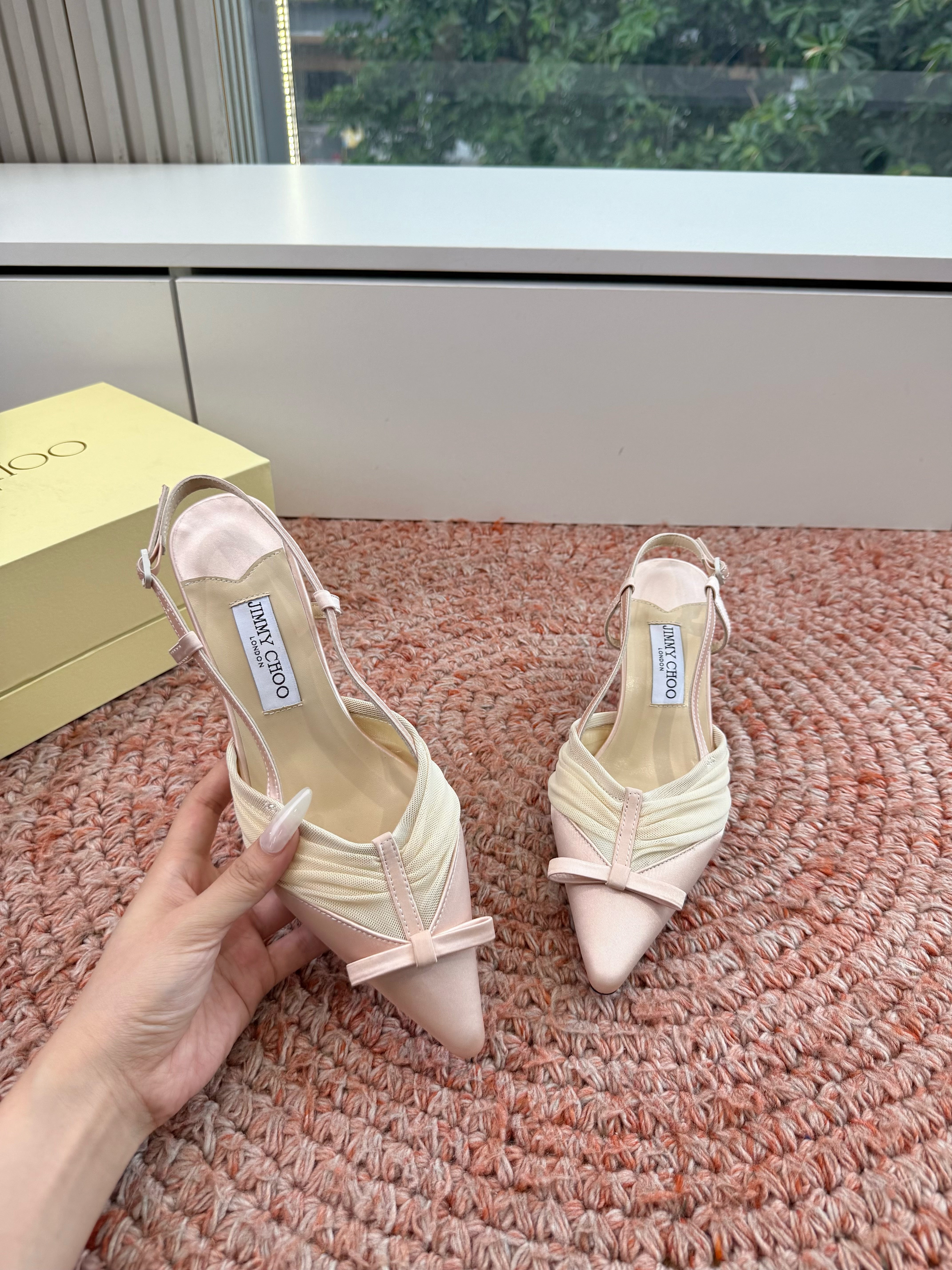 Jimmy Choo 2026 Afia Slingback 60mm Satin Mesh 916775